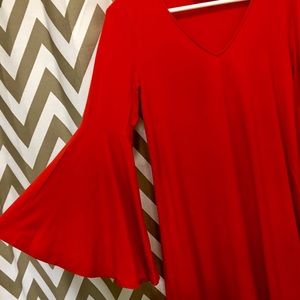 Angel flare sleeve mid length dress